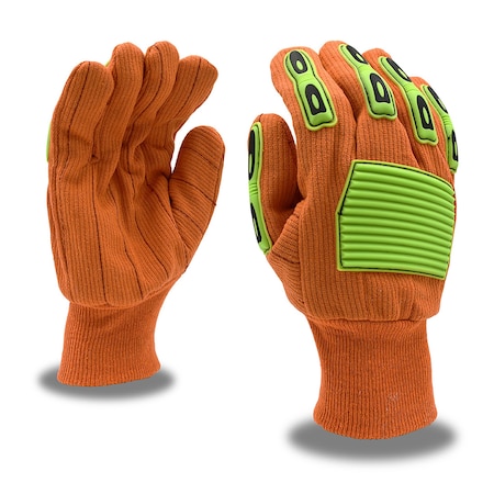 Cordova Canvas, TPR, Knit Wrist, Corded, Double Palm, Hi-Vis Orange, 12PK 2800TPR